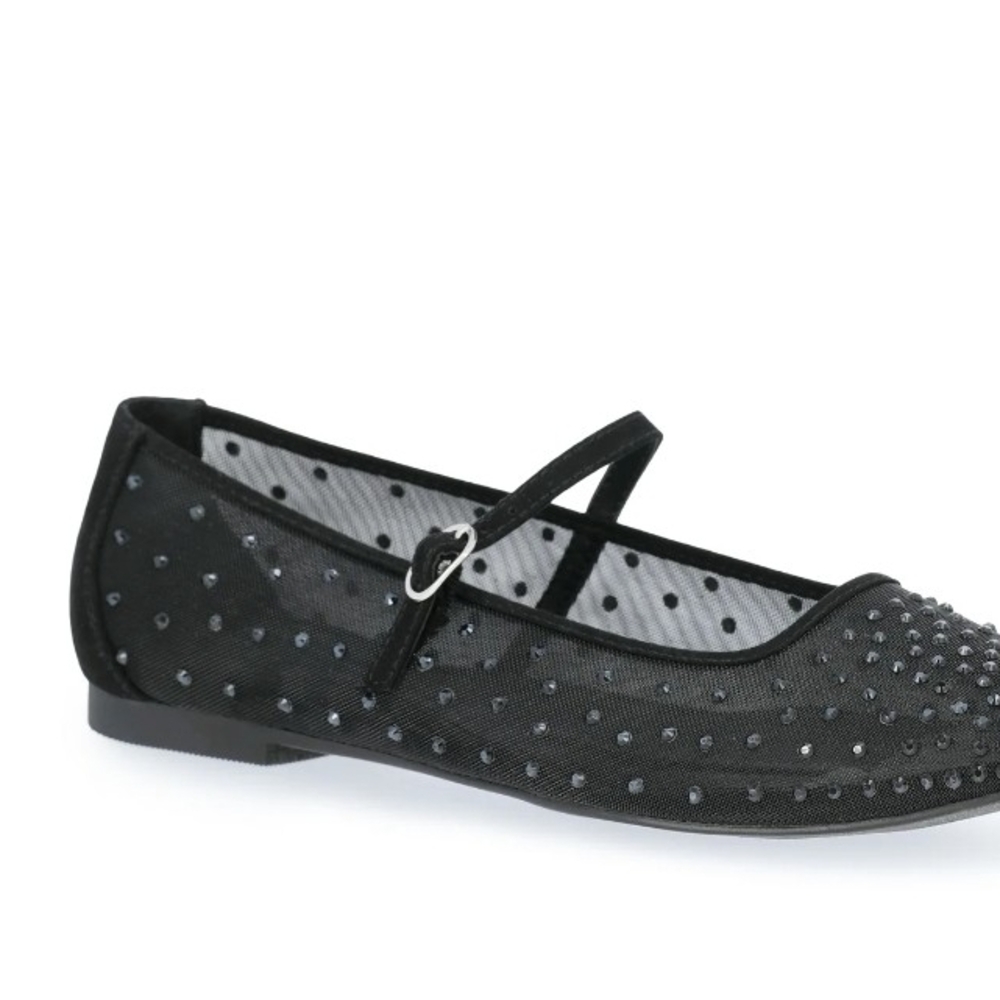 Time and Tru Black Flats with Studded Detail